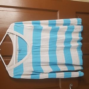OLD NAVY BLUE AND CREAM STRIPED SHIRT